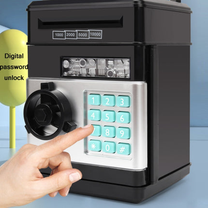 Password Safe Deposit Box Children Automatic Savings ATM Machine Toy, Colour: Black Red-garmade.com