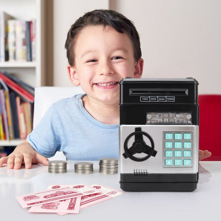 Password Safe Deposit Box Children Automatic Savings ATM Machine Toy, Colour: Black Red-garmade.com