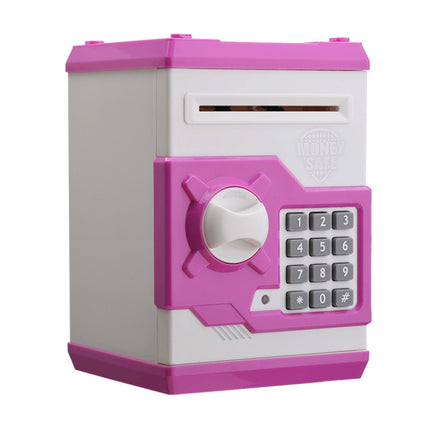 Password Safe Deposit Box Children Automatic Savings ATM Machine Toy, Colour: White Pink-garmade.com