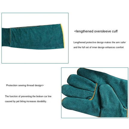 Reptile Anti-Bite Gloves 62cm Length Pet Protective Gloves(Blue)-garmade.com