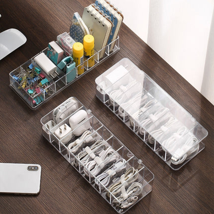2 PCS Dust Storage Line Box Hub Finishing Box Desktop Data Cable Storage Box, Specification: 8 Grid Increase With Cover-garmade.com