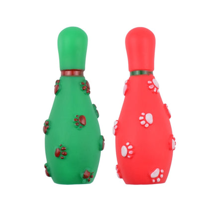 4 PCS Christmas Pet Footprints Bowling Ball Sounding Toy Dog Bite-Resistant Teething Vinyl Toy, Size： 14.5x6cm(Green)-garmade.com