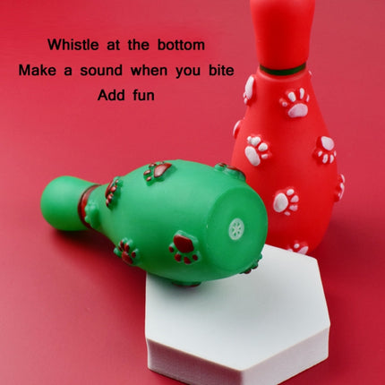 4 PCS Christmas Pet Footprints Bowling Ball Sounding Toy Dog Bite-Resistant Teething Vinyl Toy, Size： 14.5x6cm(Green)-garmade.com