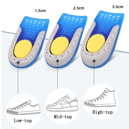 2 Pairs Half-Size Inner Heightening Pads Soft And Comfortable Invisible Shock Absorption Increased Insoles, Size: 2.5cm(Blue)-garmade.com