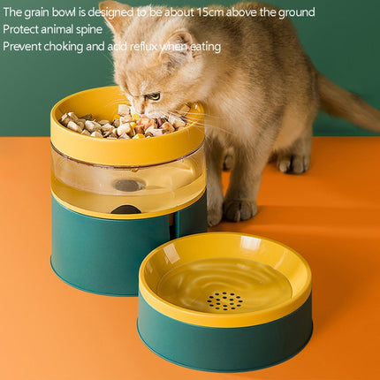 DT331 Automatic Feeder Pet Bowl Increased High Protect Neck Water Dispenser Dual-Purpose Food Bowl(Green)-garmade.com