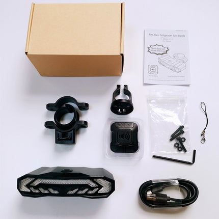 SF31 Bicycle Rail Light Brake Steering Sensor Anti-Theft Alarm Wireless Remote Control Warning Bell(Black)-garmade.com