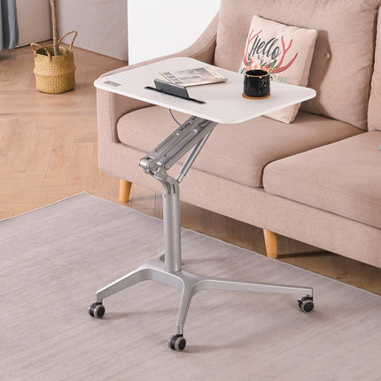 D10 Universal Wheel Standing Computer Desk Movable Lifting Desk(Silver Frame White Board)-garmade.com