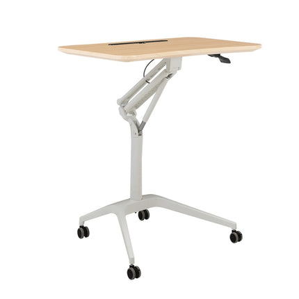 D10 Universal Wheel Standing Computer Desk Movable Lifting Desk(White Frame Maple Board)-garmade.com