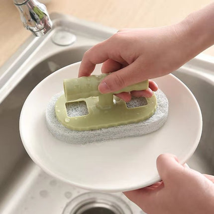 10 PCS Kitchen Decontamination Sponge Brush Pot Washing Brush With Handle(Green)-garmade.com
