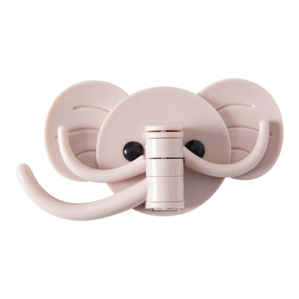 10 PCS Elephant Seamless Hook Three-Hooks Nail-Free Door Rear Hook(Pink)-garmade.com