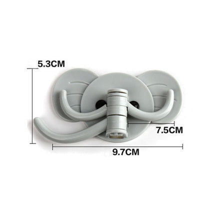 10 PCS Elephant Seamless Hook Three-Hooks Nail-Free Door Rear Hook(Green)-garmade.com