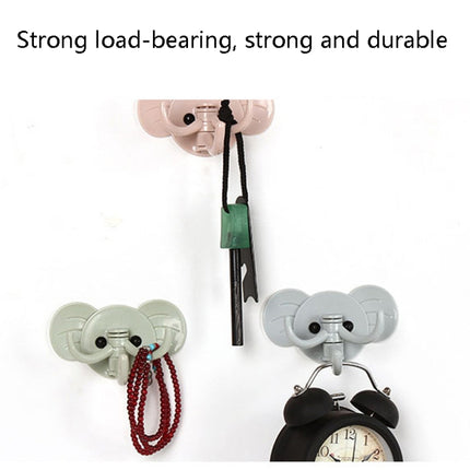 10 PCS Elephant Seamless Hook Three-Hooks Nail-Free Door Rear Hook(Green)-garmade.com