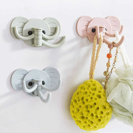 10 PCS Elephant Seamless Hook Three-Hooks Nail-Free Door Rear Hook(Pink)-garmade.com