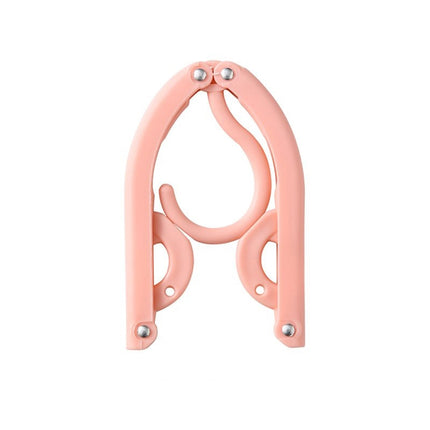 3pcs Portable Travel Folding Hanger Multi-Function Plastic Drying Rack(Pink)-garmade.com