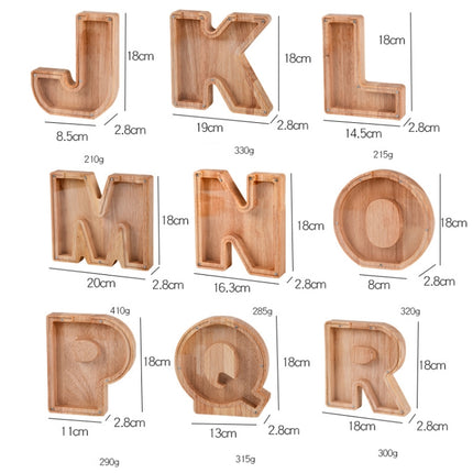 Wooden English Alphabet Piggy Bank Transparent Acrylic Piggy Bank(J)-garmade.com