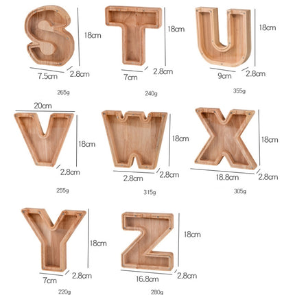 Wooden English Alphabet Piggy Bank Transparent Acrylic Piggy Bank(T)-garmade.com