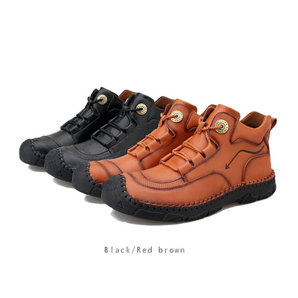 ac007 Autumn And Winter Men Martin Boots Leather High-Top Outdoor Warm Shoes, Size: 38(Brown)-garmade.com