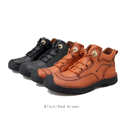 ac007 Autumn And Winter Men Martin Boots Leather High-Top Outdoor Warm Shoes, Size: 40(Brown)-garmade.com