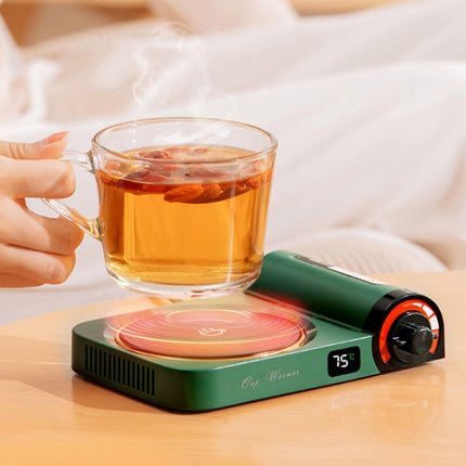 Gas Stove Shape Warming Cup Mat Desktop Heating Constant Temperature Timing Water Cup Heating Base,CN Plug(Green)-garmade.com