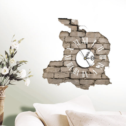 Living Room Decoration Wall Sticker Clock Digital Noiseless Wall Clock(Grey)-garmade.com