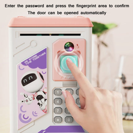 Children Cartoon Simulation Human Face Fingerprint Music Chinese British Switch Piggy Bank, Specification： Battery (Pink)-garmade.com