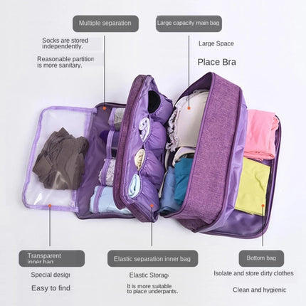 Bra Underwear Drawer Organizers Travel Storage Dividers Socks Briefs Cloth Case Clothing Wardrobe Box Bag(Gray)-garmade.com