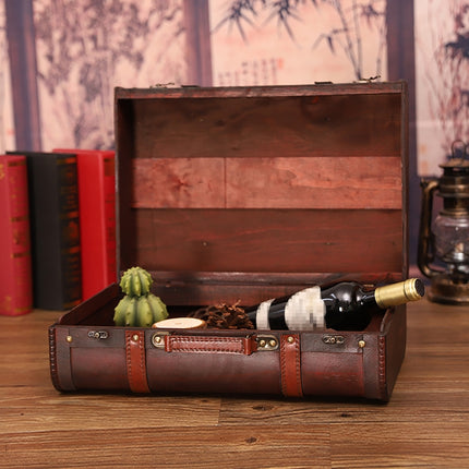 Wooden Portable Certificate Sundries Storage Box Photo Studio Shooting Props，Specification： 1613-01 Red Leather Small-garmade.com