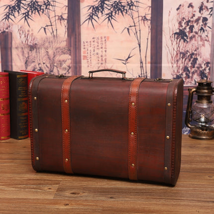 Wooden Portable Certificate Sundries Storage Box Photo Studio Shooting Props，Specification： 1613-03 Red Leather Large-garmade.com