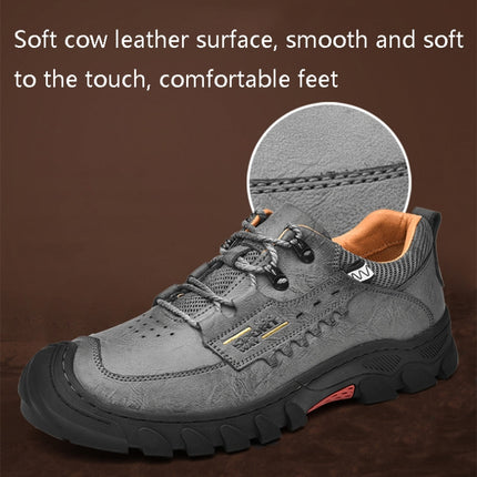 XZ2182 Autumn Men Outdoor Hiking Shoes Cowhide Laced Thick-Soled Men Shoes, Size: 38(Khaki)-garmade.com