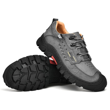 XZ2182 Autumn Men Outdoor Hiking Shoes Cowhide Laced Thick-Soled Men Shoes, Size: 40(Grey)-garmade.com