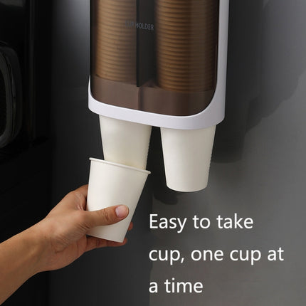 Wall-Mounted Disposable Cup Remover Punch-Free Cup Holder Home Office Convenient Cup Holder, Colour: Binocular White-garmade.com
