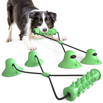 Dog Toy Double Suction Cup Pull Rope Molar Teeth Bite-Resistant Tooth Cleaning Stick Pet Supplies(Green)-garmade.com