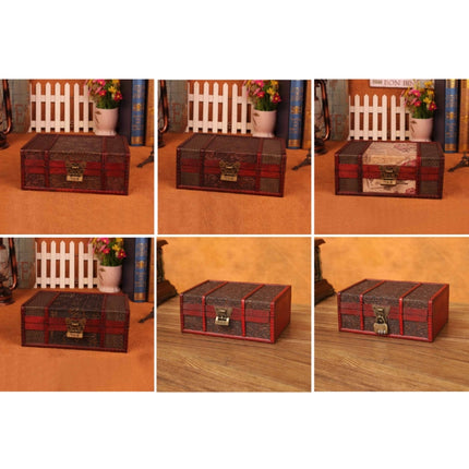Desktop Book Finishing Retro Box Wooden Jewelry Storage Box With Lock, Size: 23cmx16cmx9.5cm(Stamp With Lock)-garmade.com
