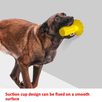 Suction Cup Sounding Dog Toy Bite Resistant Molar Stick Dog Toothbrush Pet Supplies(Yellow)-garmade.com