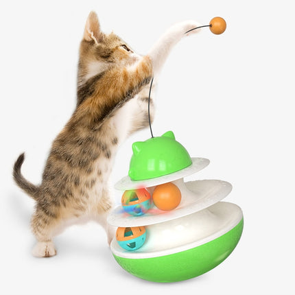 Cat Educational Toy Cat Turntable Interactive Play Plate Upgrade Track Ball(Green)-garmade.com