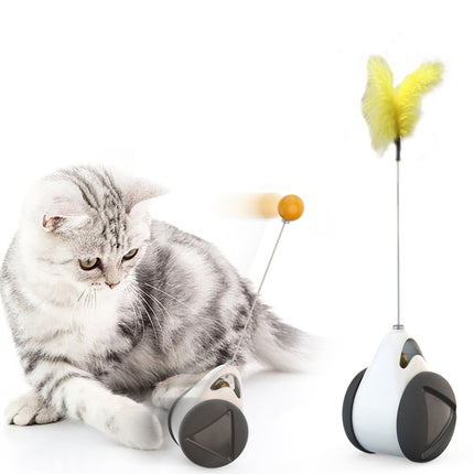 Cat Balance Swing Car Toy To Relieve Boredom Tumbler Funny Cat Stick( Black)-garmade.com