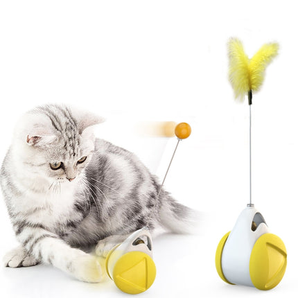 Cat Balance Swing Car Toy To Relieve Boredom Tumbler Funny Cat Stick(Yellow)-garmade.com