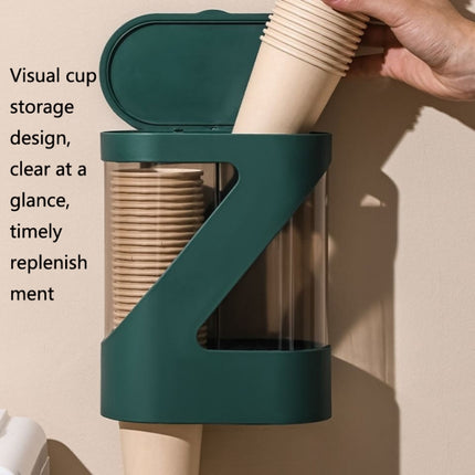 Automatic Cup Remover Holder Disposable Cup Rack Free Perforation Wall Hanging Cup Holder(Ink Green)-garmade.com