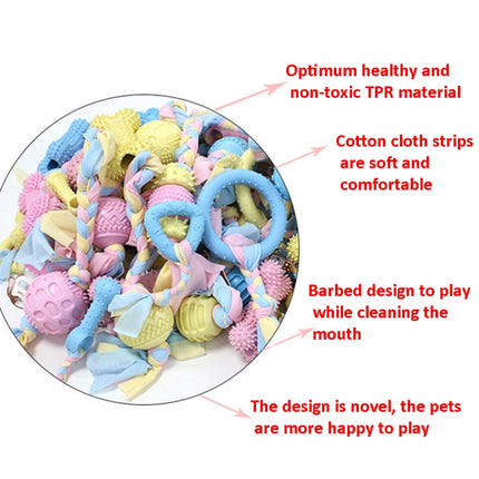 3pcs Pet Toys TPR Bite Resistance Dog Supplies Cotton Rope Cloth Toys, Size: Big Circle(Random Color Delivery)-garmade.com