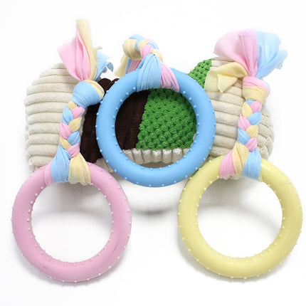 3pcs Pet Toys TPR Bite Resistance Dog Supplies Cotton Rope Cloth Toys, Size: Big Round Ring(Random Color Delivery)-garmade.com