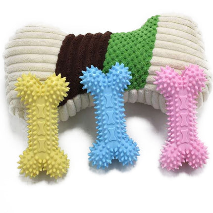 3pcs Pet Toys TPR Bite Resistance Dog Supplies Cotton Rope Cloth Toys, Size: Small Bones(Random Color Delivery)-garmade.com
