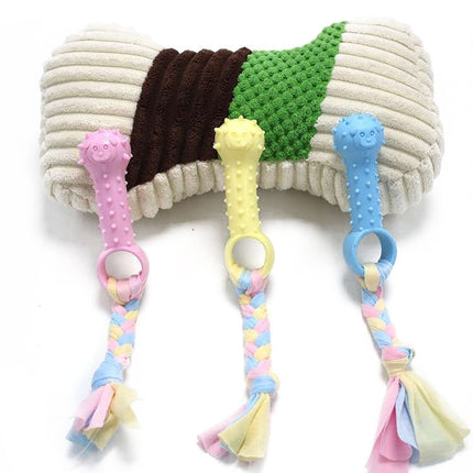 3pcs Pet Toys TPR Bite Resistance Dog Supplies Cotton Rope Cloth Toys, Size: Sleeve(Random Color Delivery)-garmade.com
