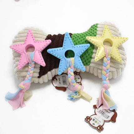 3pcs Pet Toys TPR Bite Resistance Dog Supplies Cotton Rope Cloth Toys, Size: Stabble Ring(Random Color Delivery)-garmade.com