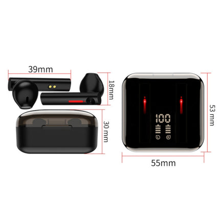 T13 TWS Digital Display Wireless In-Ear Sports Bluetooth Earphones Support Touch Control(White)-garmade.com