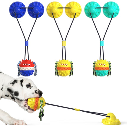 Pet Supplies Powerful Suckers Dog Toys Molar Teeth Biting Balls Dog Biting Cotton Rope Toys(Bright Yellow)-garmade.com