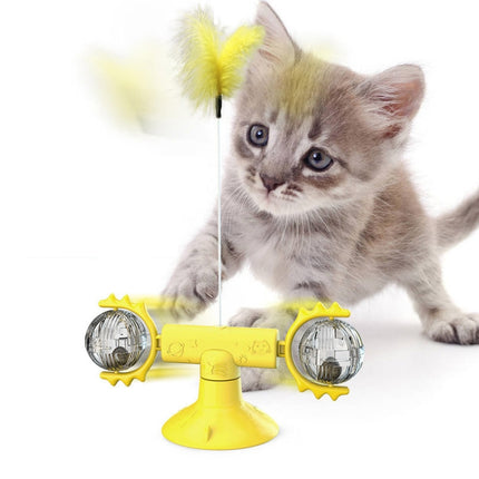 Cat Turntable Funny Cat Stick Toy Pet Supplies(Yellow)-garmade.com