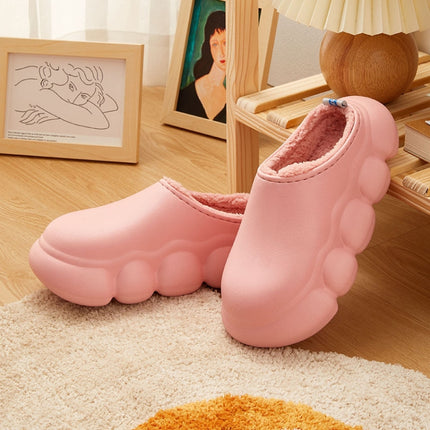 Indoor And Outdoor Pure Color Soft Waterproof Thick-Soled Cotton Slippers, Size: 36/37(Pink)-garmade.com