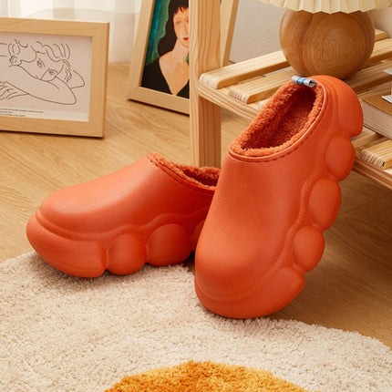 Indoor And Outdoor Pure Color Soft Waterproof Thick-Soled Cotton Slippers, Size: 36/37(Orange)-garmade.com