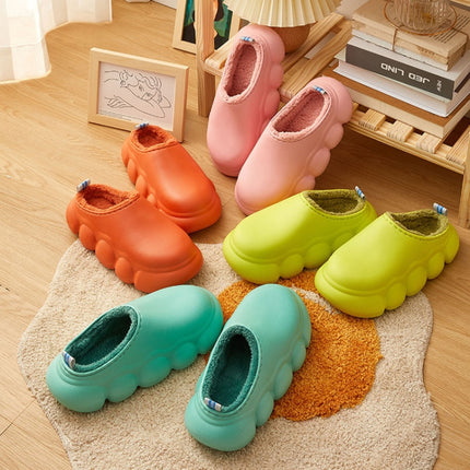 Indoor And Outdoor Pure Color Soft Waterproof Thick-Soled Cotton Slippers, Size: 36/37(Pink)-garmade.com