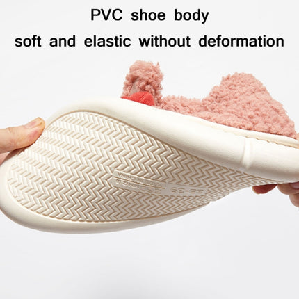 Winter Indoor Thick-Soled Rabbit Ear Bowknot Warm Cotton Slippers, Size: 36-37(Pink)-garmade.com